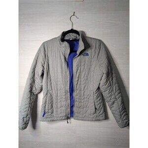 THE NORTH FACE Bombay Jacket Womens Medium M Grey Blue Puffer Full Zip Insulated